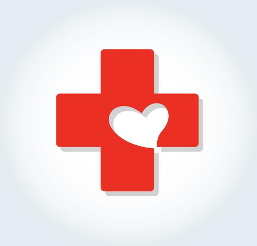 heart in cross medical hospital icon vector 