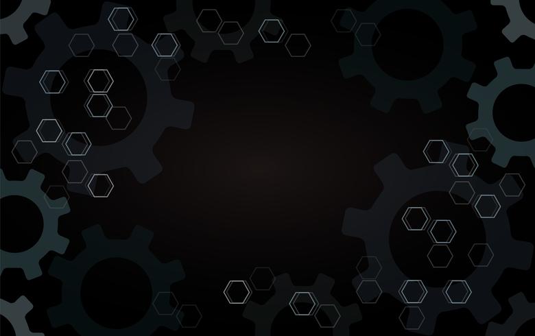 Abstract Gears and Hexagon background  vector