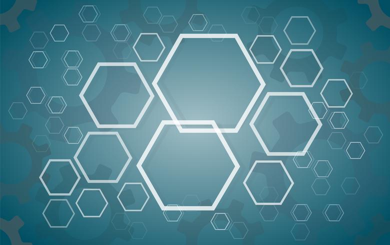 Abstract Hexagon and Gears background vector