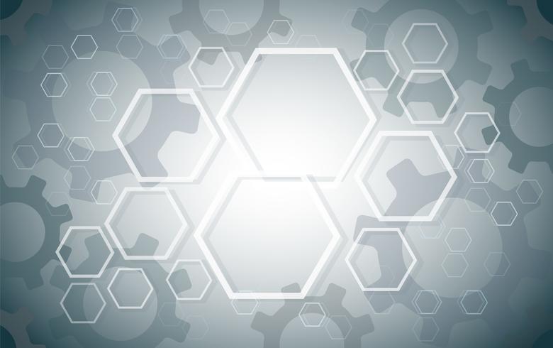 Abstract Hexagon and Gears background  vector
