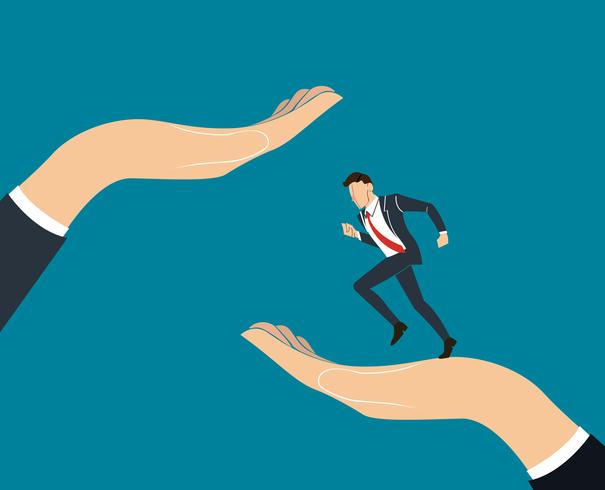 Helping Hand. Businessman running to success.  business Concept vector