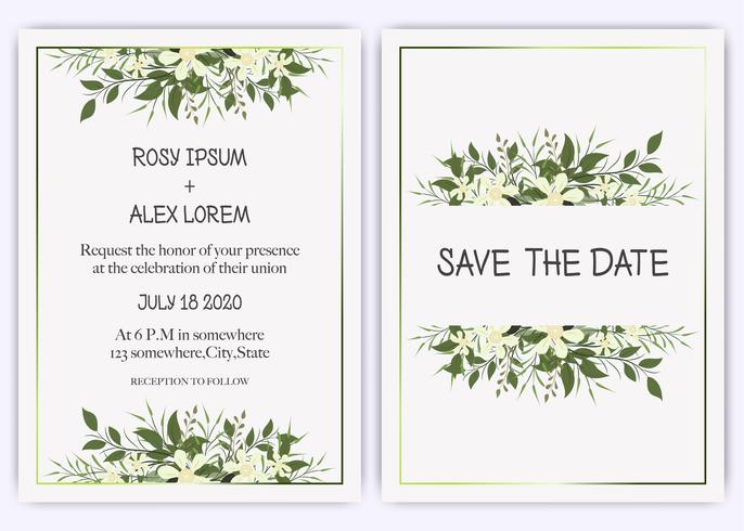 Invitación de boda, invitación, guardar el diseño de la tarjeta de fecha con elegante anémona de jardín de lavanda. vector