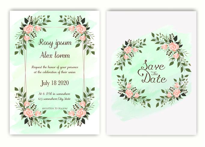 Invitación de boda, invitación, guardar el diseño de la tarjeta de fecha con elegante anémona de jardín de lavanda. vector