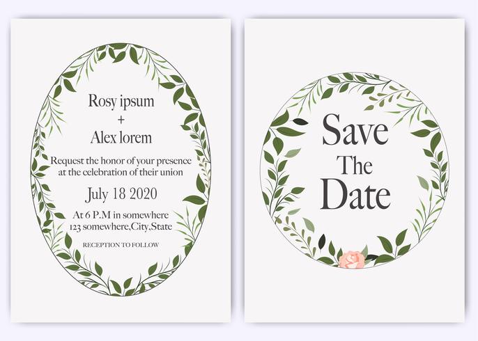 Invitación de boda, invitación, guardar el diseño de la tarjeta de fecha con elegante anémona de jardín de lavanda. vector