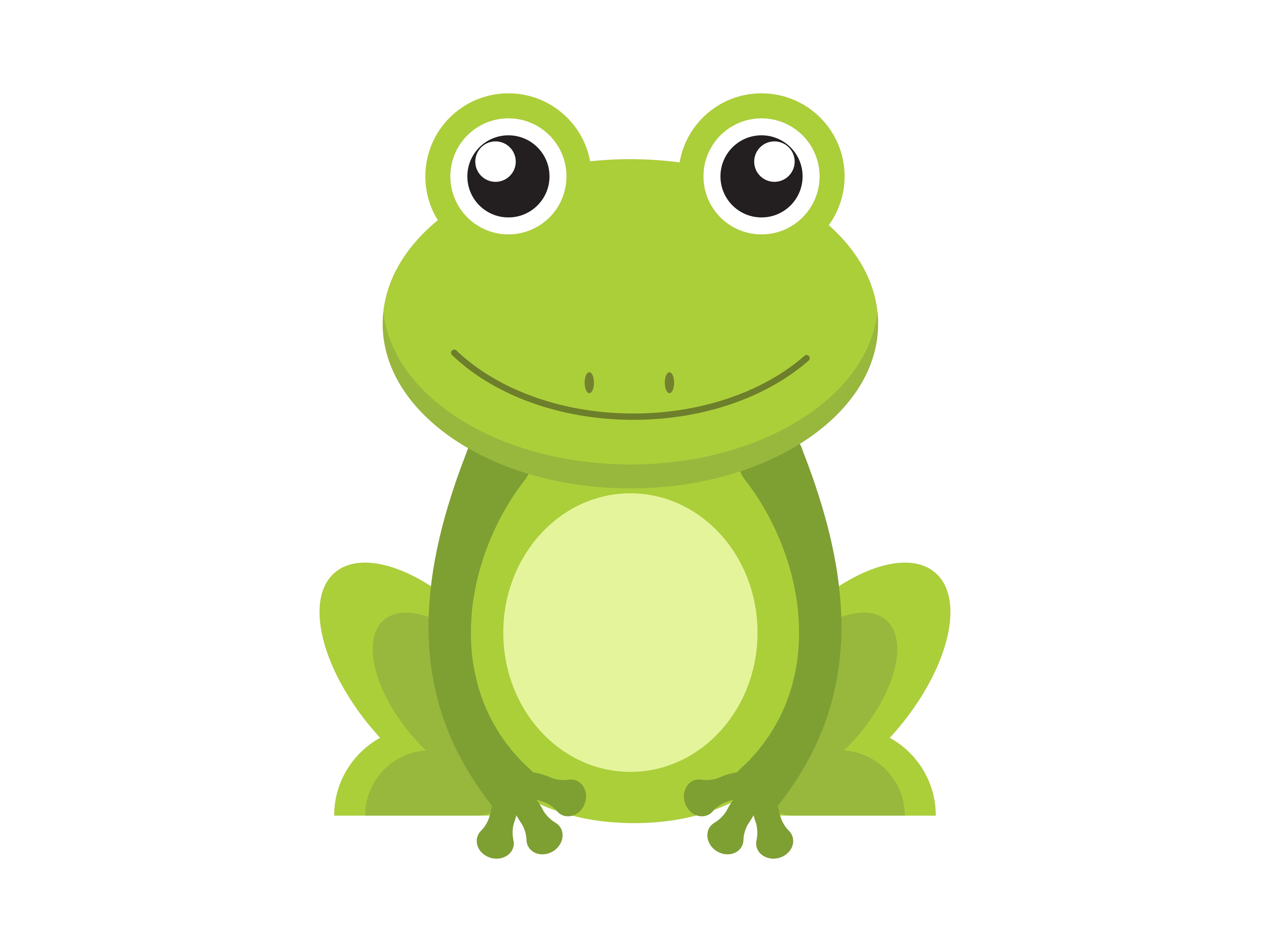 Cute green frog cartoon character isolated on white background