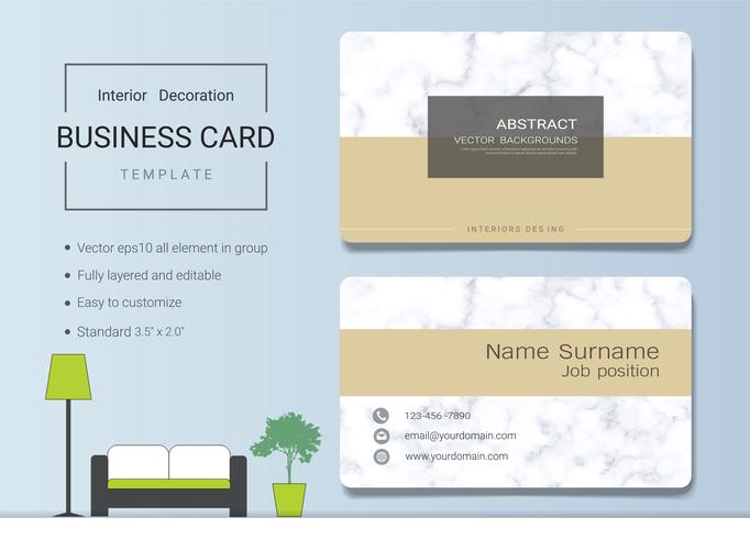 Business name card template for interior designer. vector
