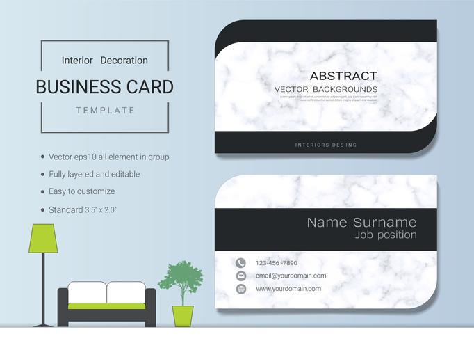 Business name card template for interior designer. vector