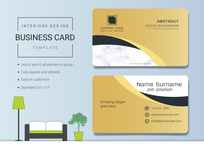 Business name card template for interior designer. vector