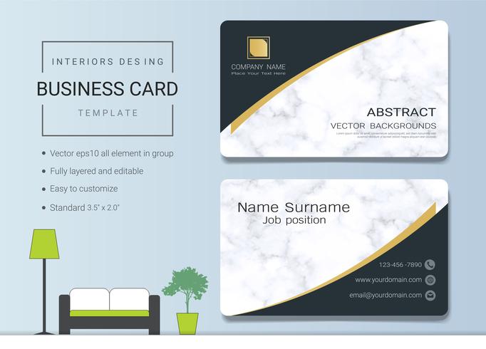 Business name card template for interior designer. vector