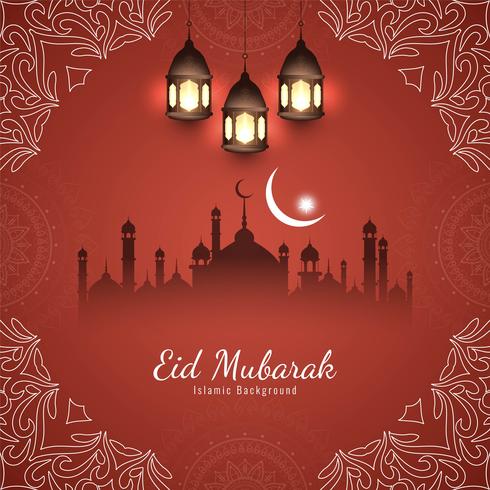 Abstract Eid Mubarak Islamic background vector