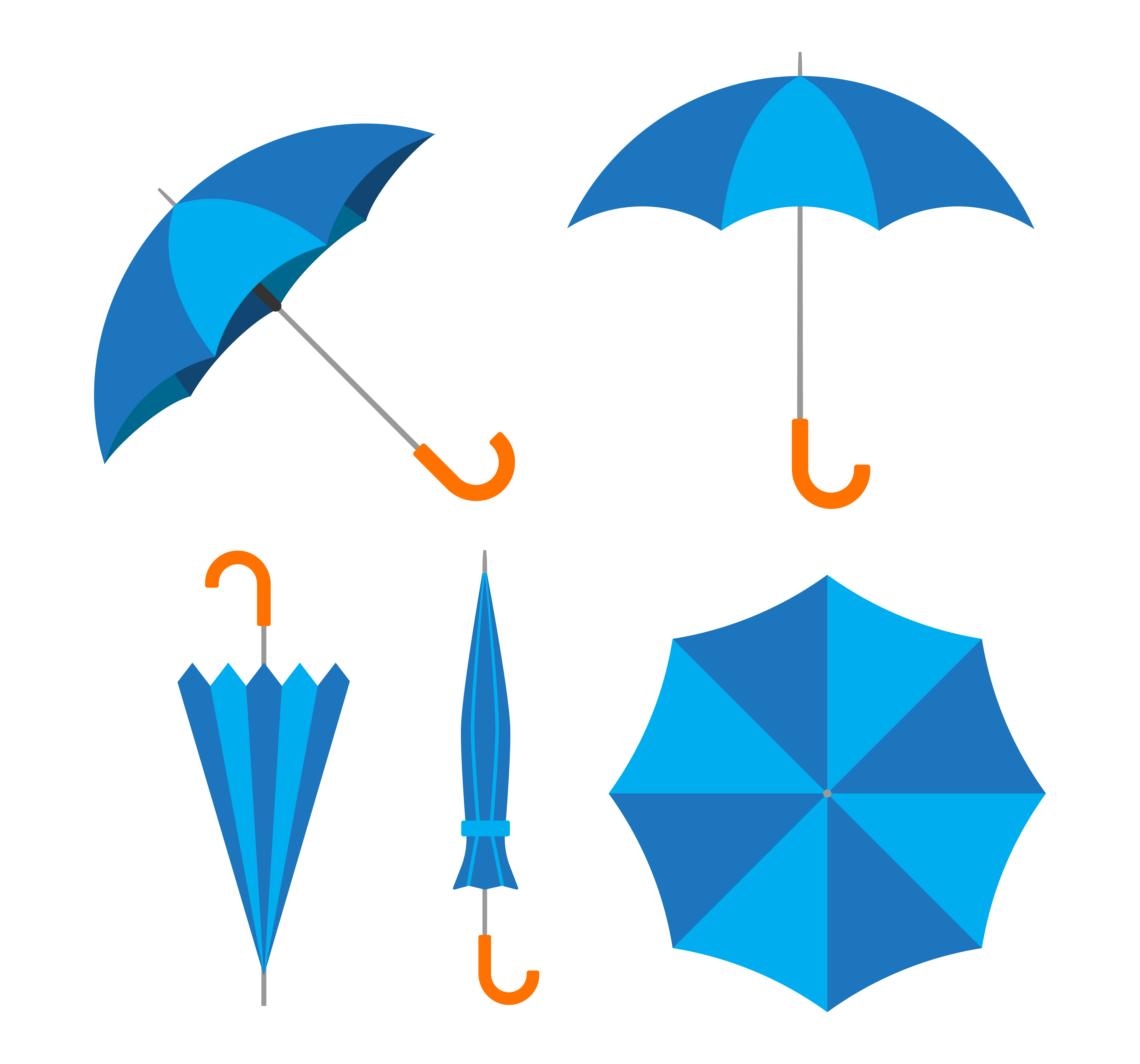 Vector illustration of blue umbrella vector set on white