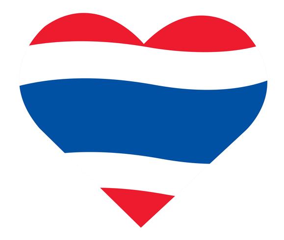 Bandera tailandesa en el icono del corazón, bandera de Tailandia en vector de forma de corazón