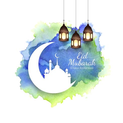 Abstract Eid Mubarak Islamic religious background vector