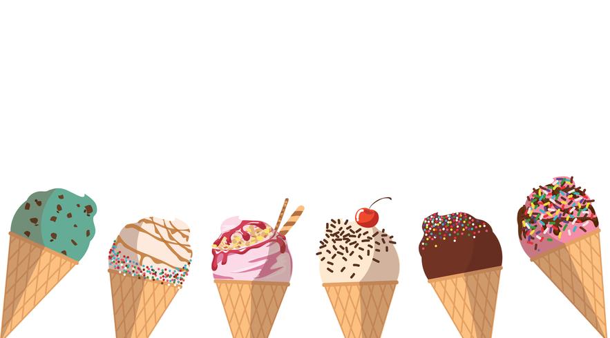 pastel ice cream cartoon  vector
