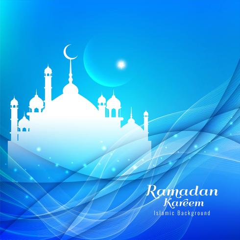 Abstract religious ramadan Kareem blue wavy background vector