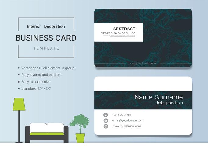 Business name card template for interior designer. vector