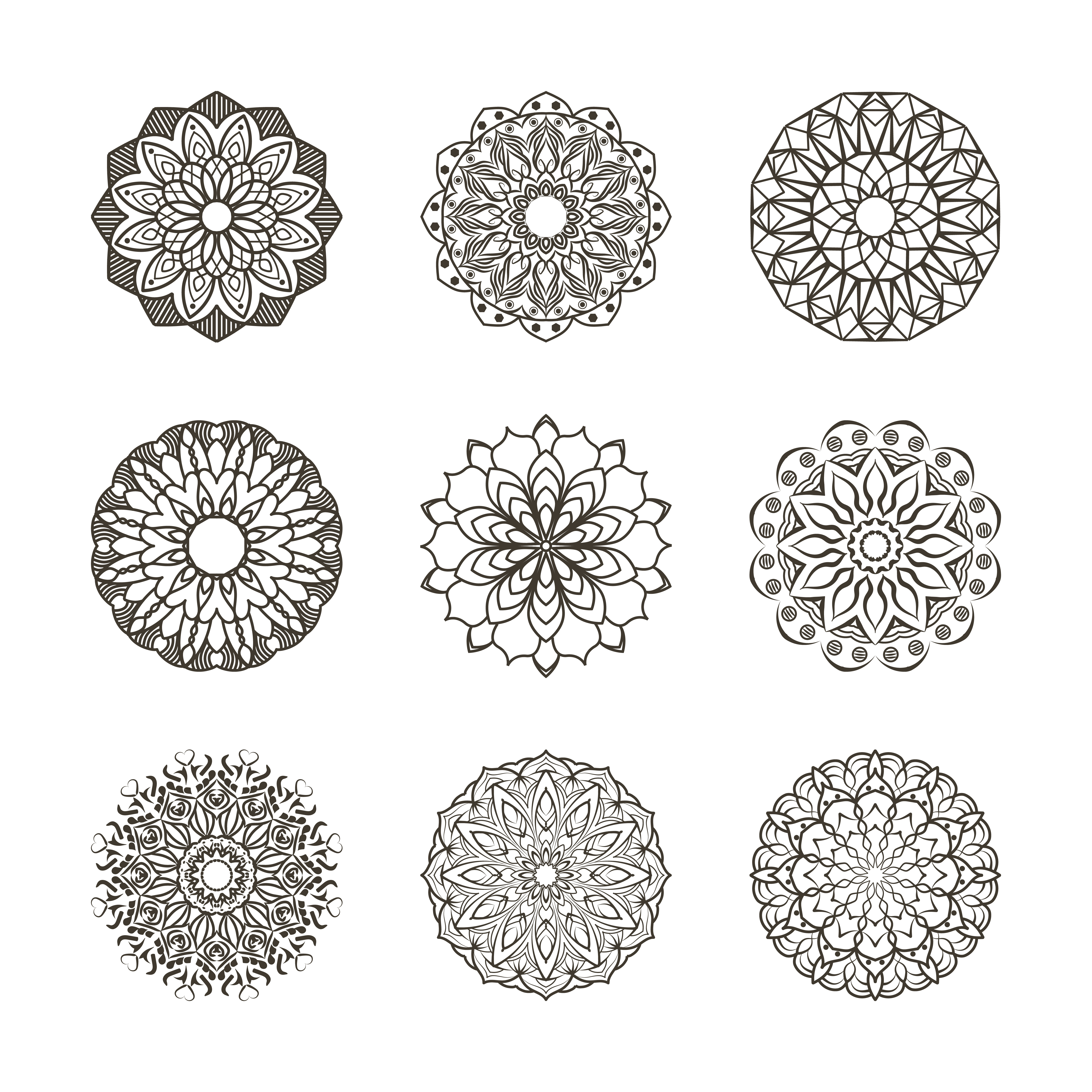 Download Collection of simple mandalas - Download Free Vectors ...