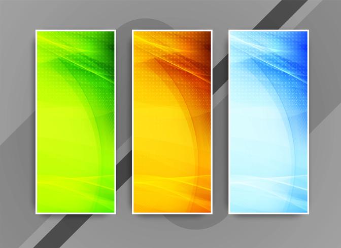 Conjunto de banners de negocios elegante colorido abstracto vector