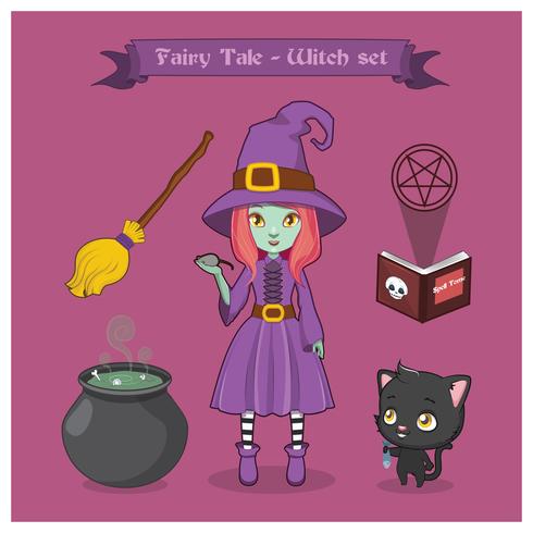 Fairy tale witch set vector