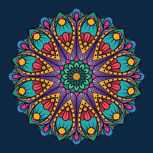 Ornamental mandala on dark blue background vector