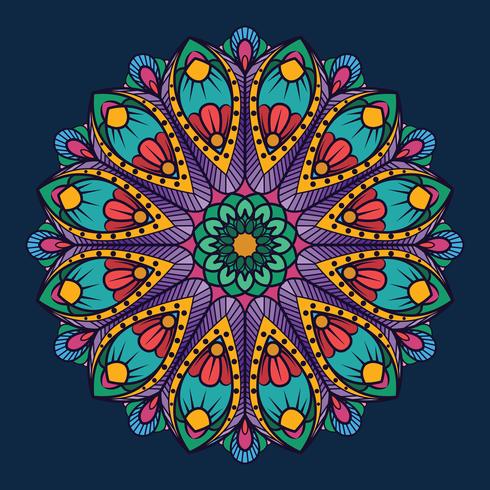 Ornamental mandala on dark blue background vector