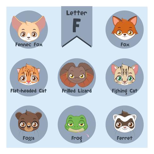 Animal portrait alphabet - Letter F 532424 Vector Art at Vecteezy Animal portrait alphabet - Letter F 532424 Vector Art at Vecteezy
