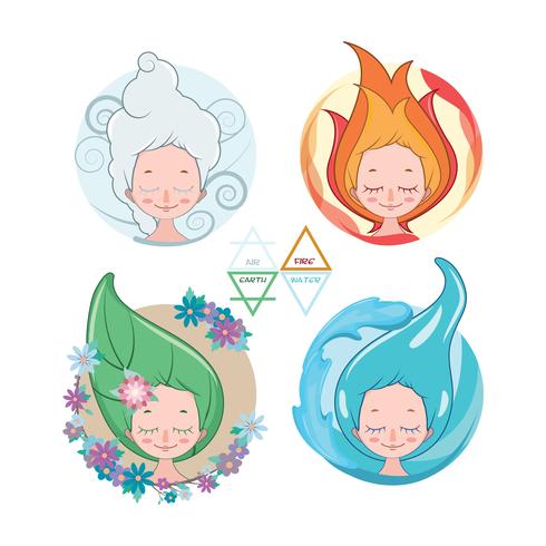 Collection of women depicting the four elements vector