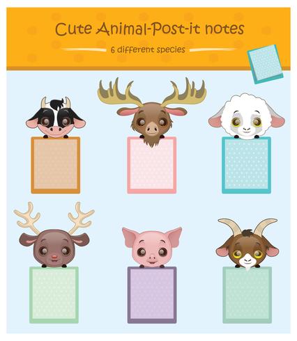 Set of notepad holders with cute farm animals vector