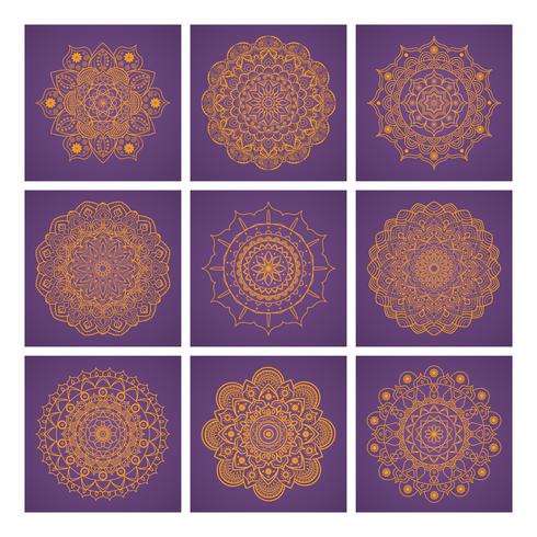 Mandala collection on violet background vector