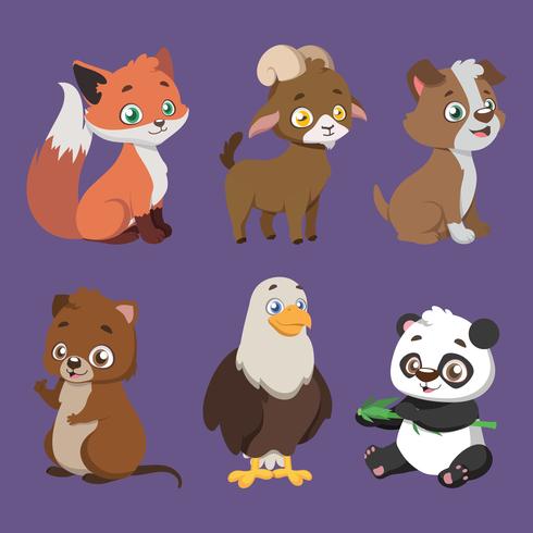 Conjunto de seis especies animales diferentes. vector