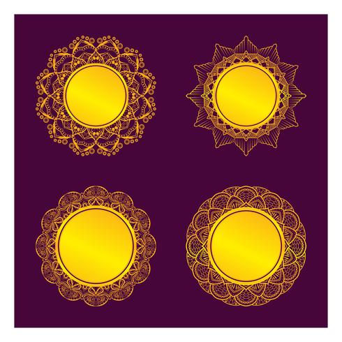 Golden mandala frame designs vector