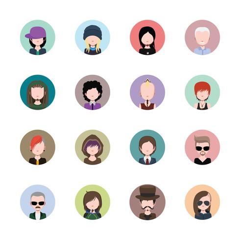 Male avatar collection in circles vector