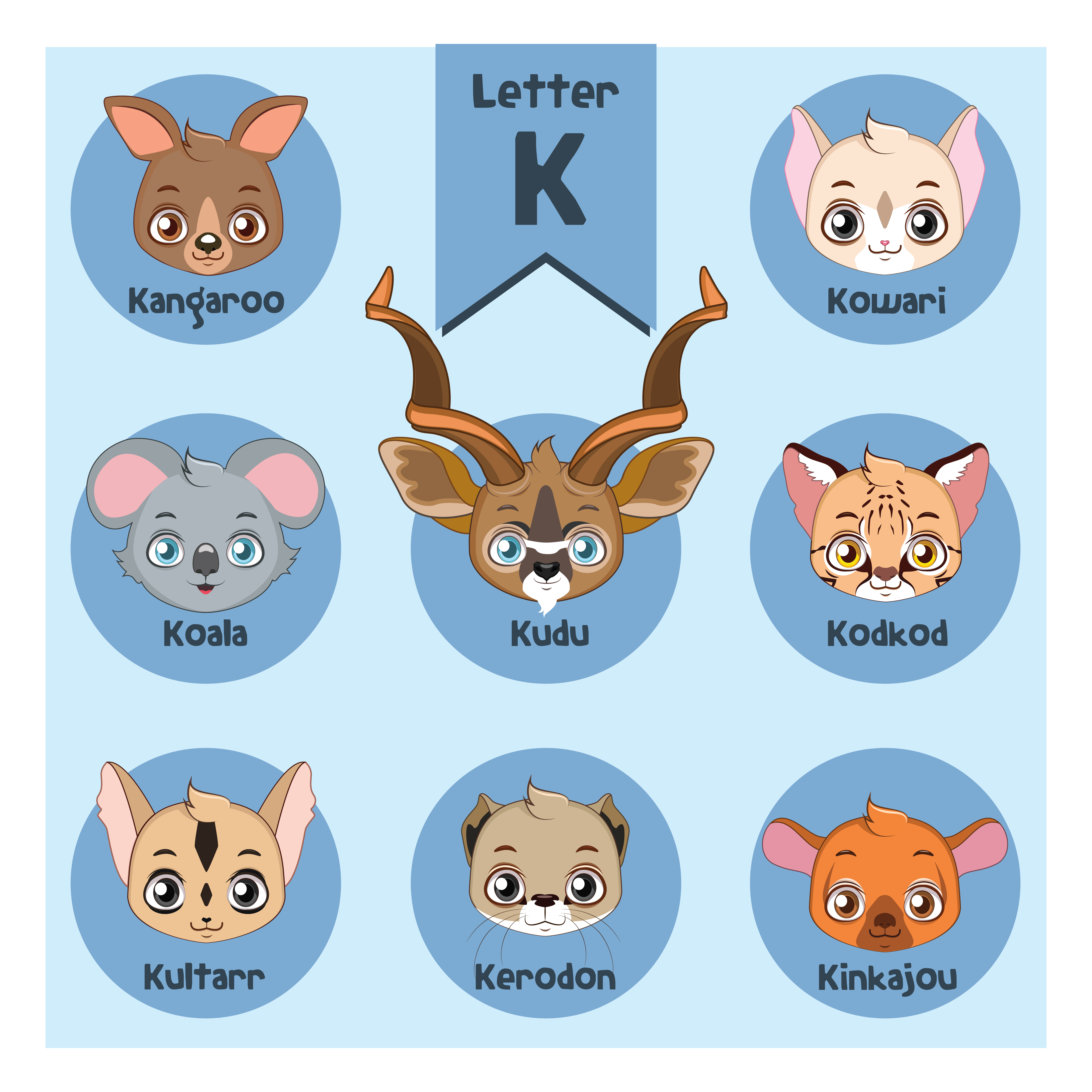 Animal portrait alphabet - Letter K 532504 Vector Art at Vecteezy
