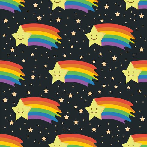 Rainbow shooting star seamless pattern bacground vector