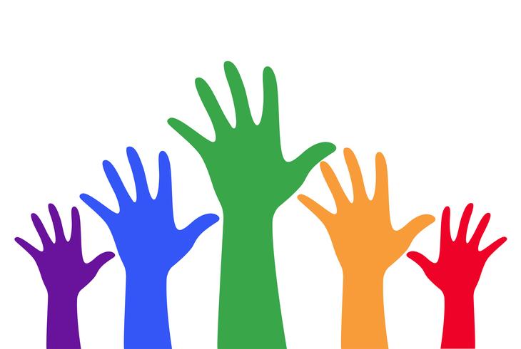 hands up colorful vector