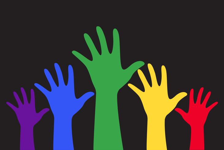 hands up colorful vector 