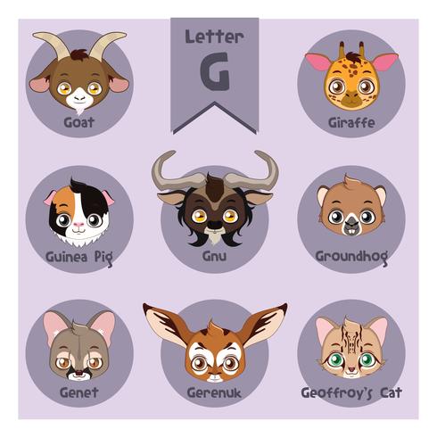 Animal portrait alphabet - Letter G vector