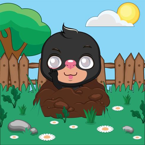 Funny little mole in a garden taunting the viewer vector