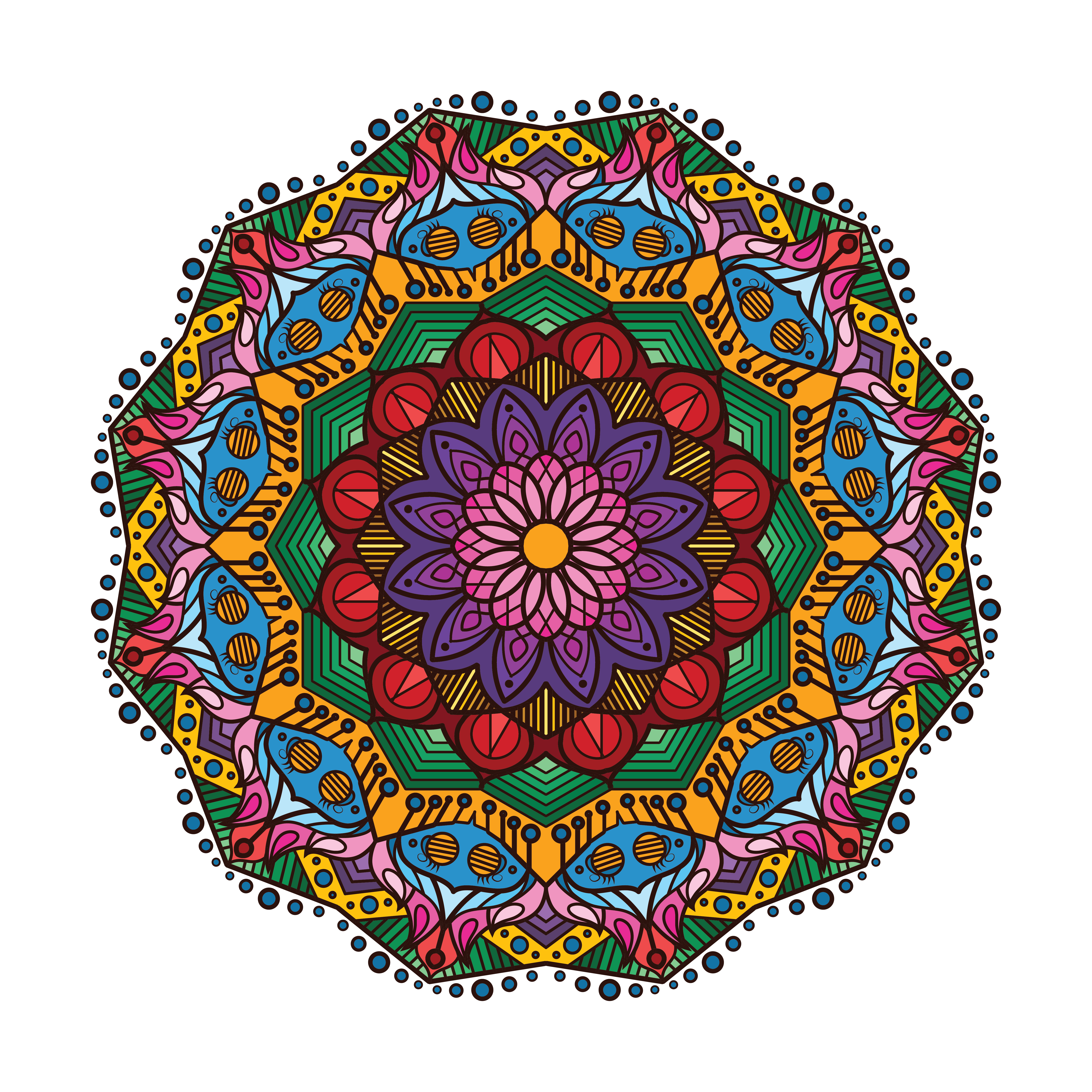 Download Lovely colorful mandala 1 - Download Free Vectors, Clipart Graphics & Vector Art