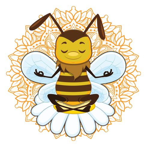 Illustration of a honeybee meditating vector