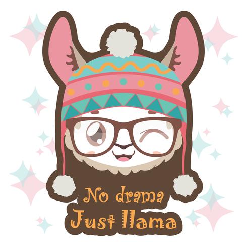 Cute colorful llama graphic vector
