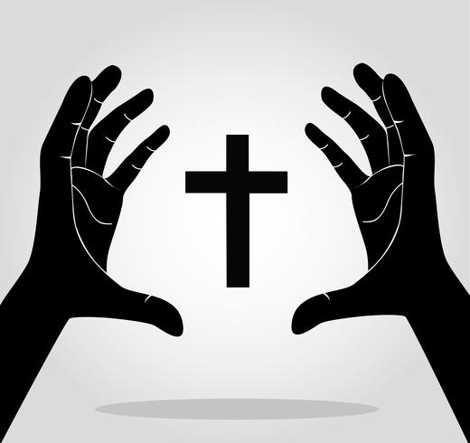 hands holding the cross vector