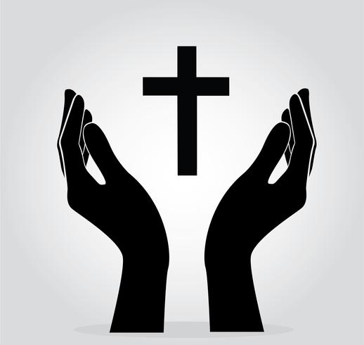 hands holding the cross  vector