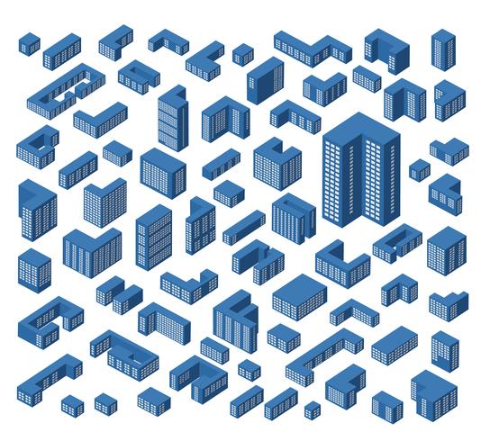 edificios isometricos vector