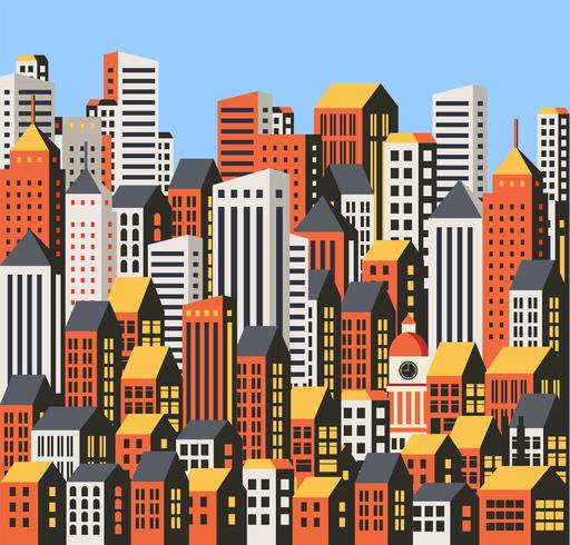 Skyscrapers and houses vector