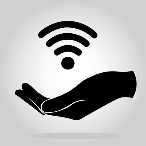 manos sosteniendo wifi icono símbolo vector