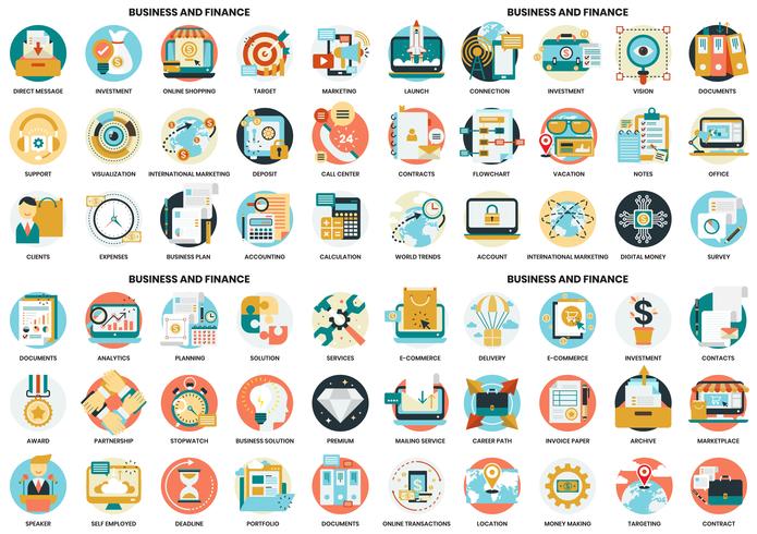 Iconos de negocios establecidos para el negocio vector