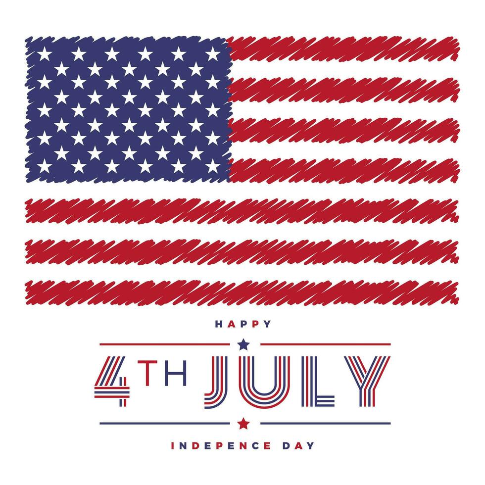 independence day illustration with american flag vector