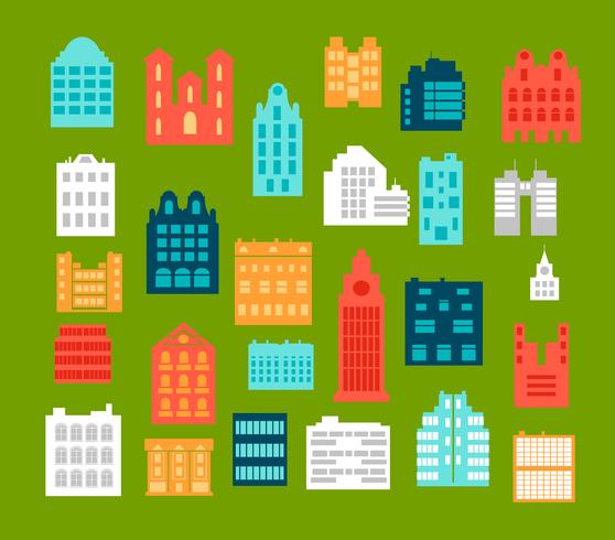 Flat Style City Buildings vector