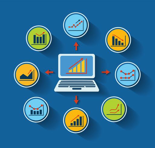 Flat Style Computer and Graphs vector